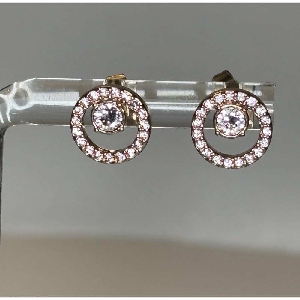 Swarovski Constella Circle Stud Pave Earrings Rose Gold Tone